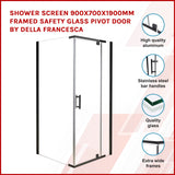 Shower Screen 900x700x1900mm Framed Safety Glass Pivot Door By Della Francesca - Front View