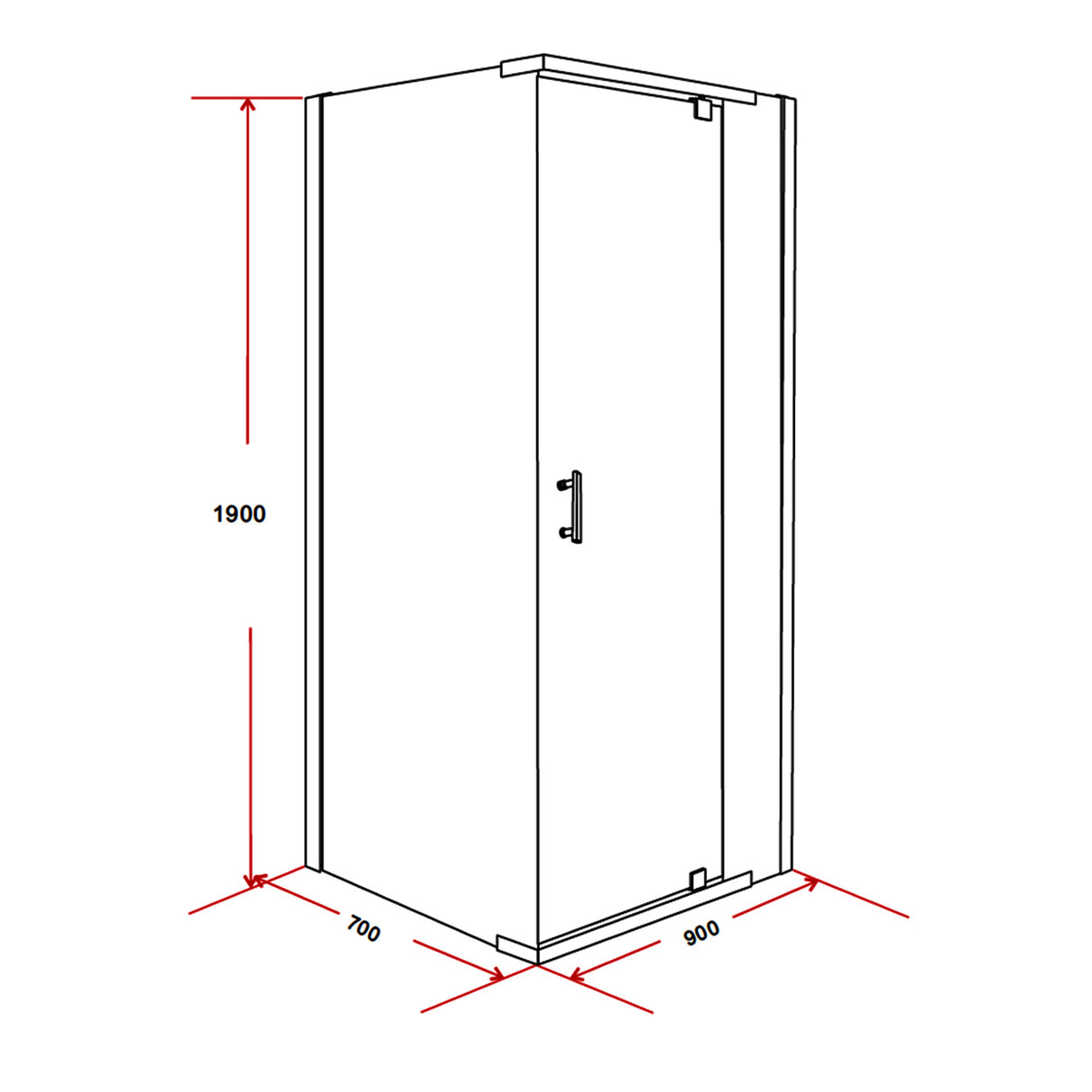 Shower Screen 900x700x1900mm Framed Safety Glass Pivot Door By Della Francesca