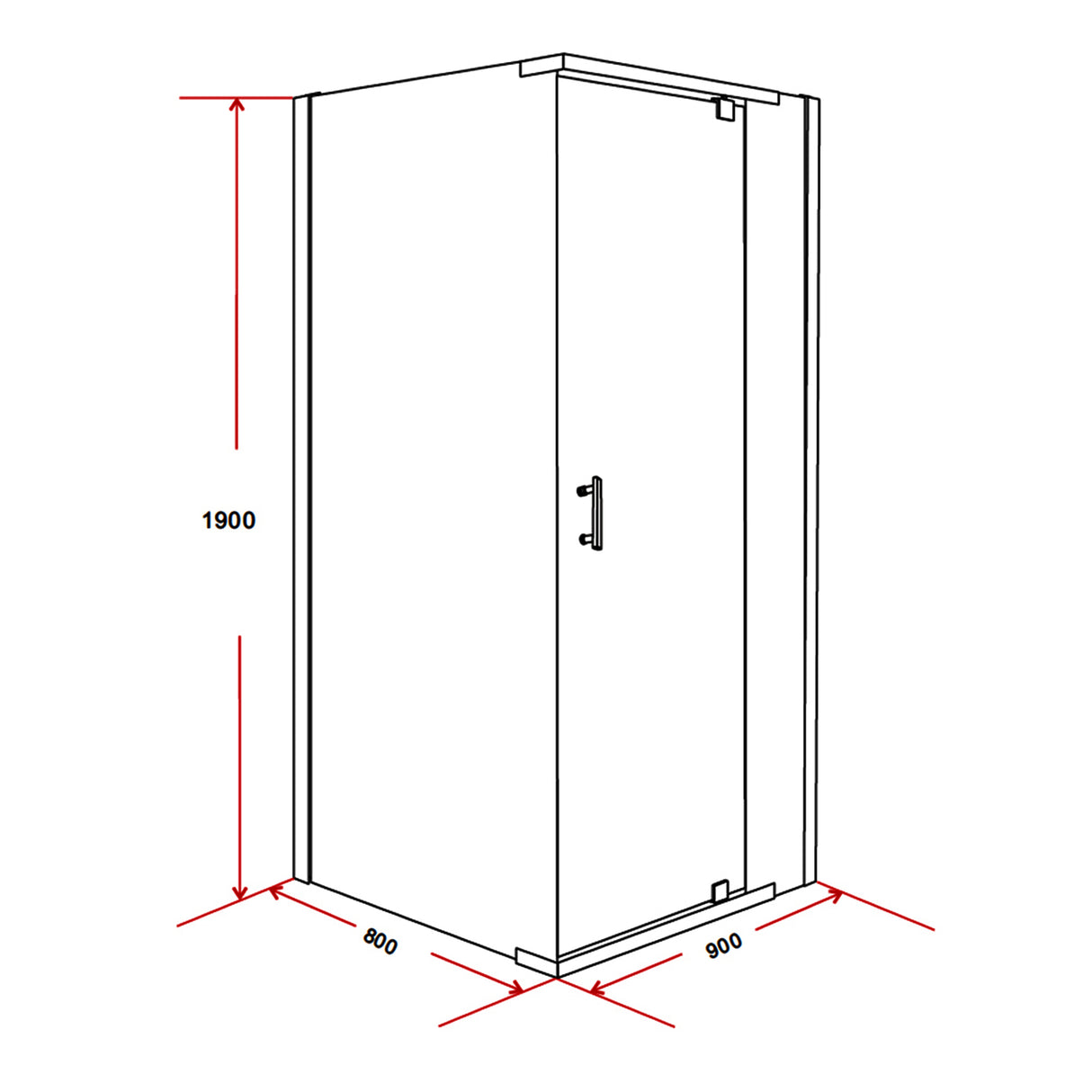 Shower Screen 900x800x1900mm Framed Safety Glass Pivot Door By Della Francesca
