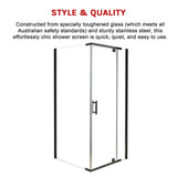 Shower Screen 1000x1000x1900mm Framed Safety Glass Pivot Door By Della Francesca - Close-Up Angle