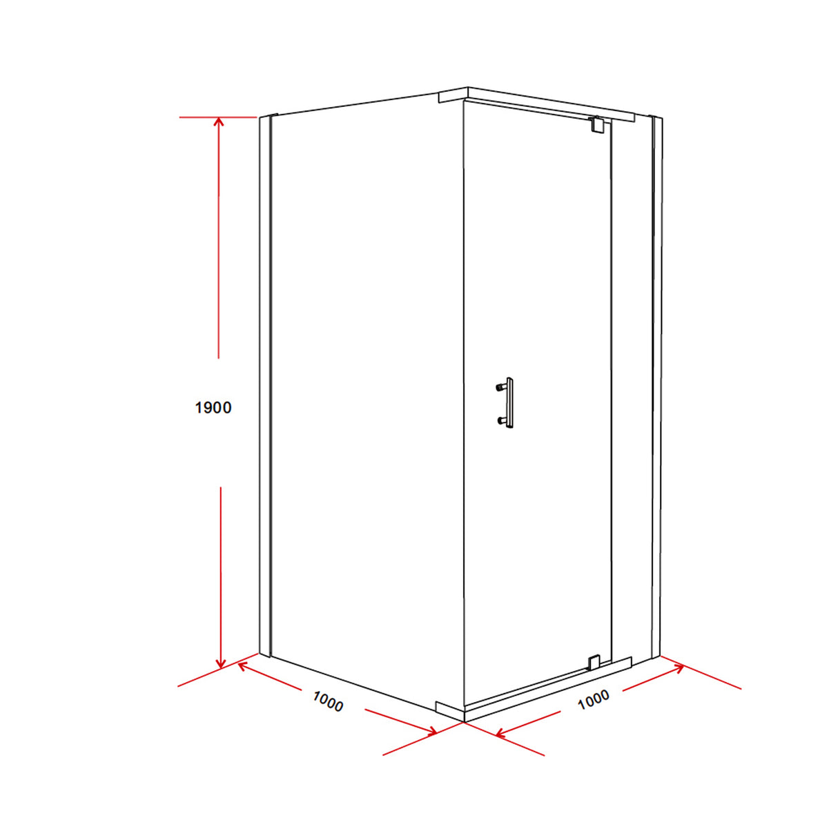 Shower Screen 1000x1000x1900mm Framed Safety Glass Pivot Door By Della Francesca