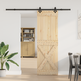 Sliding Door NARVIK Natural and Black 70 x 210 cm (213.5 cm) - Front View