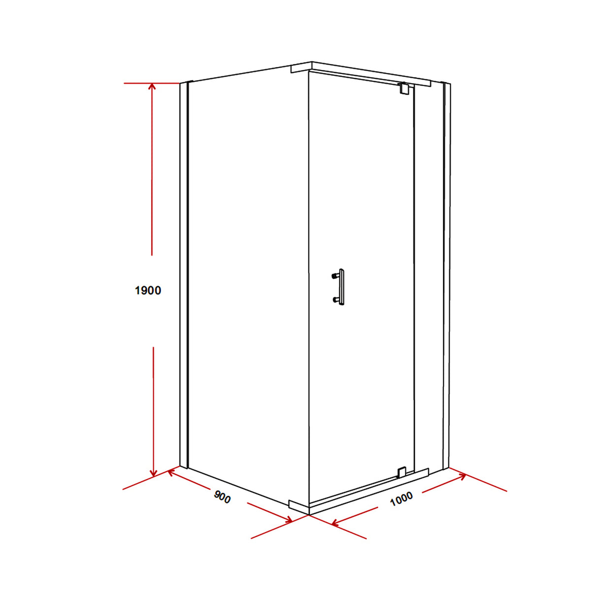 Shower Screen 1000x900x1900mm Framed Safety Glass Pivot Door By Della Francesca