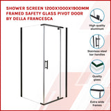 Shower Screen 1200x1000x1900mm Framed Safety Glass Pivot Door By Della Francesca - Front View