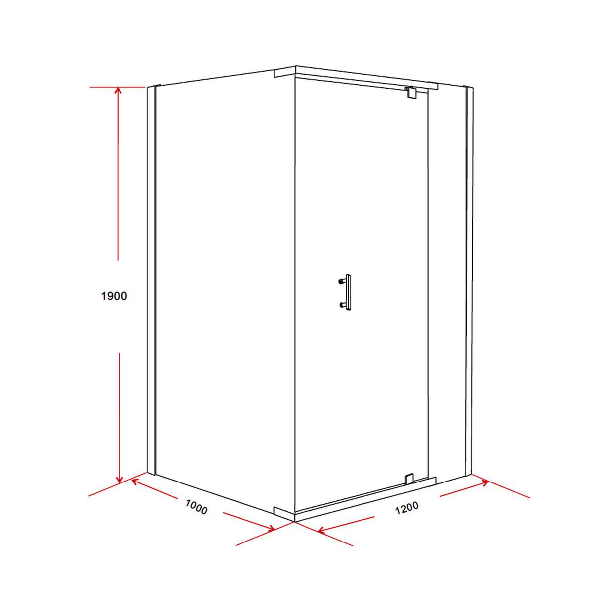Shower Screen 1200x1000x1900mm Framed Safety Glass Pivot Door By Della Francesca