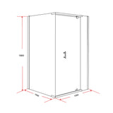Shower Screen 1200x1000x1900mm Framed Safety Glass Pivot Door By Della Francesca - Low Angle