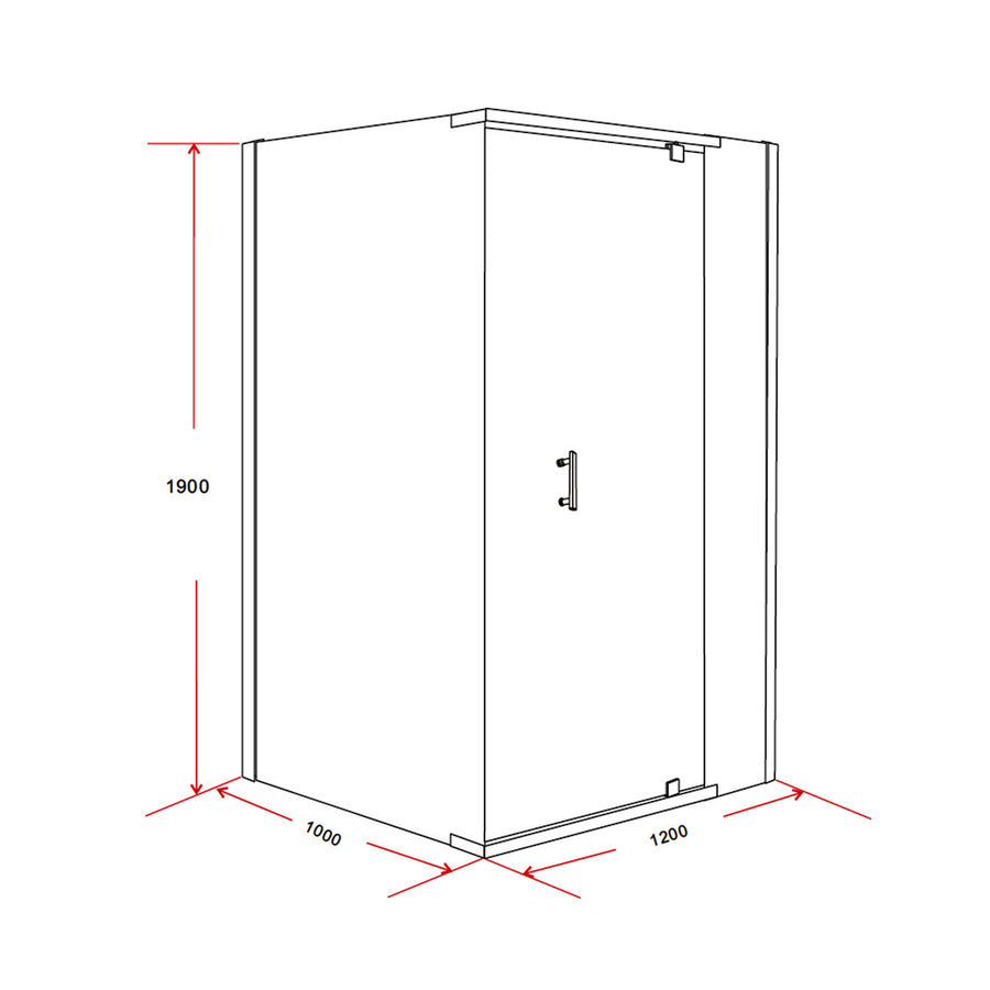 Shower Screen 1200x1000x1900mm Framed Safety Glass Pivot Door By Della Francesca