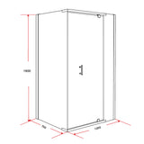 Shower Screen 1200x700x1900mm Framed Safety Glass Pivot Door By Della Francesca - Low Angle