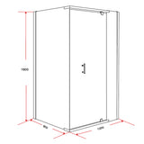 Shower Screen 1200x800x1900mm Framed Safety Glass Pivot Door By Della Francesca - Low Angle