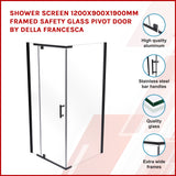 Shower Screen 1200x900x1900mm Framed Safety Glass Pivot Door By Della Francesca - Front View
