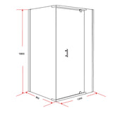 Shower Screen 1200x900x1900mm Framed Safety Glass Pivot Door By Della Francesca - Low Angle