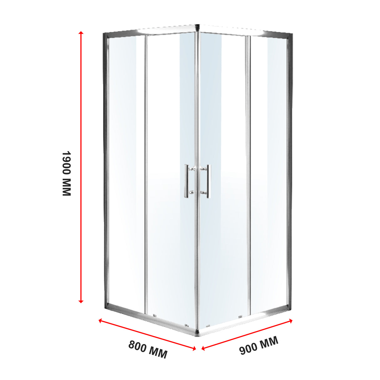 800 x 900mm Sliding Door Nano Safety Glass Shower Screen By Della Francesca