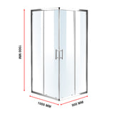 1000 x 900mm Sliding Door Nano Safety Glass Shower Screen By Della Francesca