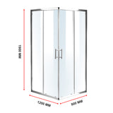 1200 x 800mm Sliding Door Nano Safety Glass Shower Screen By Della Francesca - Low Angle