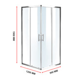1200 x 900mm Sliding Door Nano Safety Glass Shower Screen By Della Francesca - Low Angle