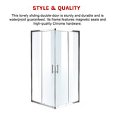 1200 x 1000mm Sliding Door Nano Safety Glass Shower Screen By Della Francesca - Close-Up Angle