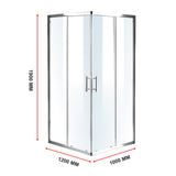 1200 x 1000mm Sliding Door Nano Safety Glass Shower Screen By Della Francesca