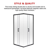 800 x 900mm Sliding Door Nano Safety Glass Shower Screen By Della Francesca - Close-Up Angle