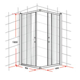 900 x 1000mm Sliding Door Nano Safety Glass Shower Screen By Della Francesca