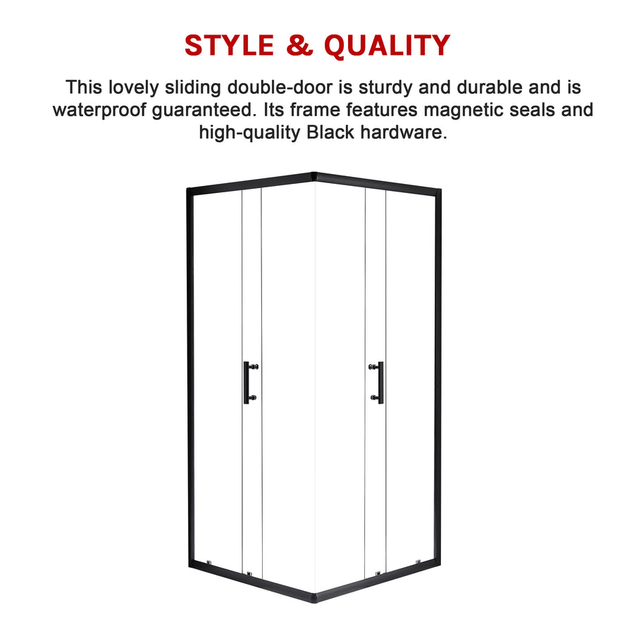 900 x 1200mm Sliding Door Nano Safety Glass Shower Screen By Della Francesca