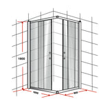 1000 x 900mm Sliding Door Nano Safety Glass Shower Screen By Della Francesca - Low Angle
