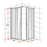 1200 x 800mm Sliding Door Nano Safety Glass Shower Screen By Della Francesca - Low Angle