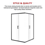 1200 x 900mm Sliding Door Nano Safety Glass Shower Screen By Della Francesca - Close-Up Angle