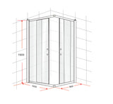 1200 x 900mm Sliding Door Nano Safety Glass Shower Screen By Della Francesca - Low Angle
