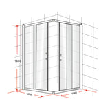 1200 x 1000mm Sliding Door Nano Safety Glass Shower Screen By Della Francesca