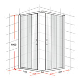 1200 x 1200mm Sliding Door Nano Safety Glass Shower Screen By Della Francesca - Low Angle