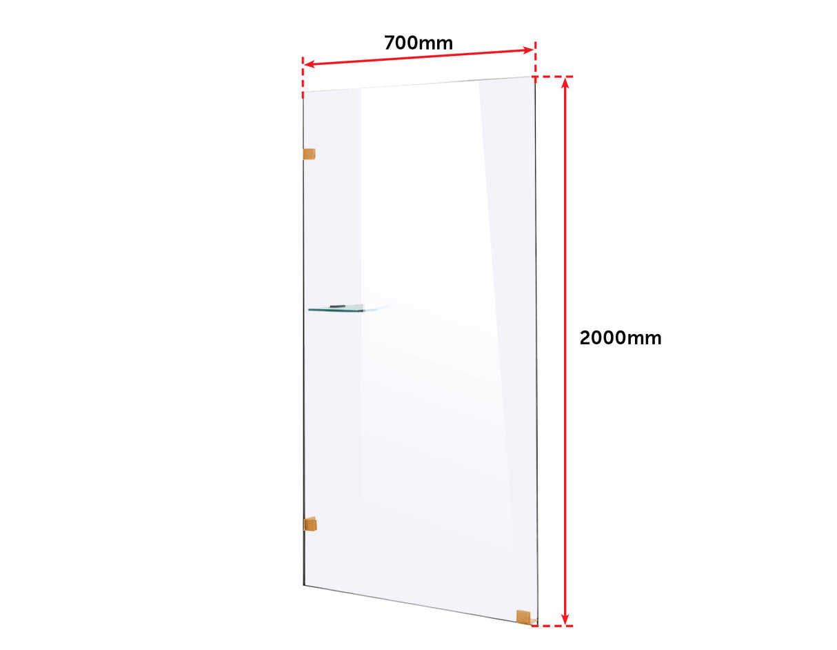 700 x 2000mm Frameless 10mm Safety Glass Shower Screen