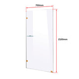 700 x 2100mm Frameless 10mm Safety Glass Shower Screen - Rear View
