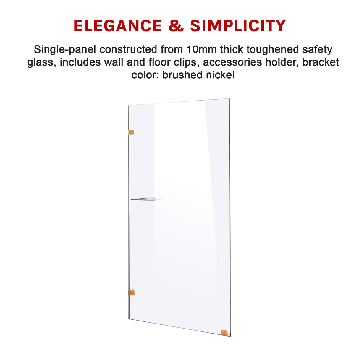 800 x 2000mm Frameless 10mm Safety Glass Shower Screen