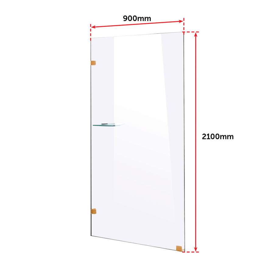 900 x 2100mm Frameless 10mm Safety Glass Shower Screen