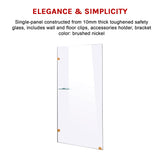 700 x 2000mm Frameless 10mm Safety Glass Shower Screen - 45-Degree Angle