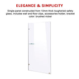 700 x 2100mm Frameless 10mm Safety Glass Shower Screen - 45-Degree Angle