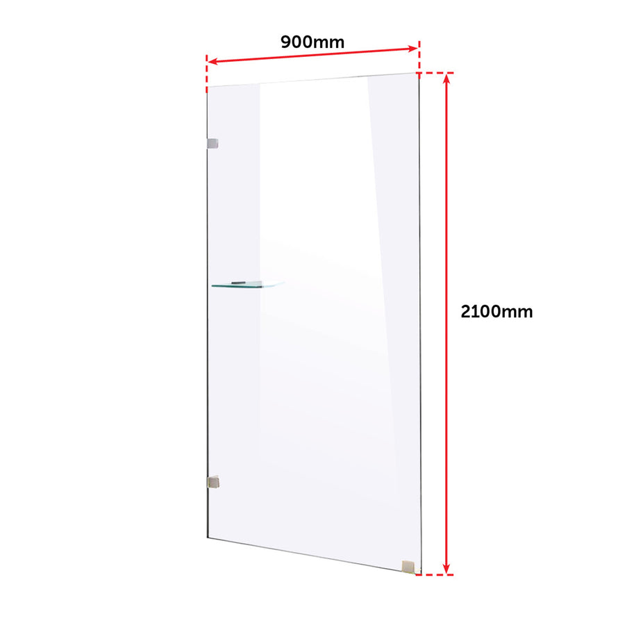 900 x 2100mm Frameless 10mm Safety Glass Shower Screen