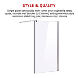 1100 x 2100mm Frameless 10mm Safety Glass Shower Screen - Top-Down View