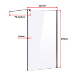 1000 x 2000mm Frameless 10mm Safety Glass Shower Screen - 45-Degree Angle