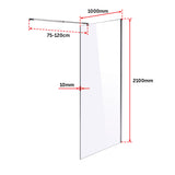 1000 x 2100mm Frameless 10mm Safety Glass Shower Screen - Rear View