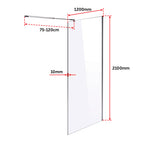 1200 x 2100mm Frameless 10mm Safety Glass Shower Screen