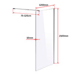 1200 x 2100mm Frameless 10mm Safety Glass Shower Screen - Rear View
