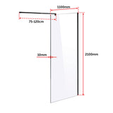 1100 x 2100mm Frameless 10mm Safety Glass Shower Screen - Rear View