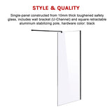 1000 x 2000mm Frameless 10mm Safety Glass Shower Screen - 45-Degree Angle