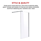 1200 x 2000mm Frameless 10mm Safety Glass Shower Screen - 45-Degree Angle