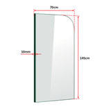 700 x 1450mm Frameless Bath Panel 10mm Glass Shower Screen By Della Francesca - Close-Up Angle