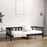 Day Bed without Mattress Black 90x190 cm Solid Wood Pine - Side View