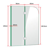 1200 x 1450mm Frameless Bath Panel 10mm Glass Shower Screen By Della Francesca - Low Angle