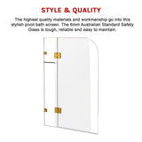 1200 x 1450mm Frameless Bath Panel 10mm Glass Shower Screen By Della Francesca - Close-Up Angle