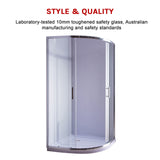 100 x 100cm Rounded Sliding 6mm Curved Shower Screen with Base in Chrome - 45-Degree Angle